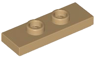 Plate Special 1 x 3 with 2 Studs with Groove and Inside Stud Holder (Jumper) in Dark Tan