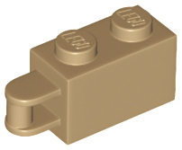 Brick Special 1 x 2 with Vertical Closed Handle on Edge in Dark Tan