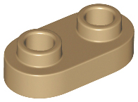 Plate Special 1 x 2 Rounded with 2 Open Studs in Dark Tan