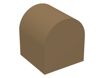 Duplo Brick 2 x 2 x 2 Curved Top in Dark Tan