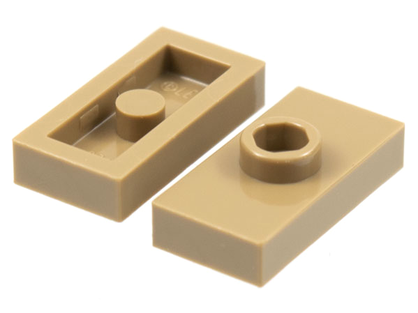 Plate Special 1 x 2 with 1 Stud without Groove (Jumper) in Dark Tan