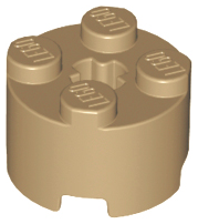 Brick Round 2 x 2 with Axle Hole in Dark Tan