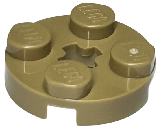Plate Round 2 x 2 with Axle Hole Type 1 (+ Opening) in Dark Tan