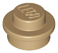 Plate Round 1 x 1 with Solid Stud in Dark Tan