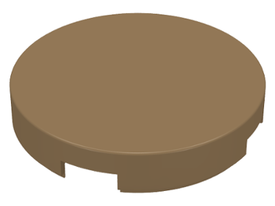 Tile Round 2 x 2 with Bottom Cross in Dark Tan