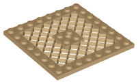 Plate Special 8 x 8 with Grille [Hole in Center] in Dark Tan