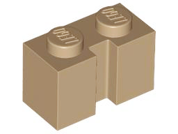 Brick Special 1 x 2 with Groove in Dark Tan