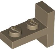 Bracket 1 x 2 with 1 x 2 Vertical Studs in Dark Tan