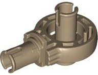 Technic Rotation Joint Ball Loop with Two Perpendicular Pins with Friction in Dark Tan