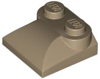 Brick Curved 2 x 2 x 2/3 Two Studs and Curved Slope End in Dark Tan