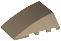Brick Wedged, Curved 4 x 4 No Top Studs in Dark Tan