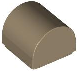 Brick Curved 1 x 1 x 2/3 Double Curved Top, No Studs in Dark Tan