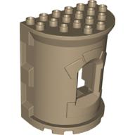 Duplo Building Wall, 4 x 6 x 6 Curved Turret (Castle) in Dark Tan