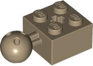 Technic Brick Special 2 x 2 with Ball and Axle Hole, with 6 Holes in Ball in Dark Tan