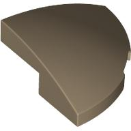 Brick Round Corner, Curved 2 x 2 x 2/3 Quarter Circle With 1 x 1 Bottom Cutout in Dark Tan
