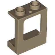 Window 1 x 2 x 2 Plane, Hollow Studs, Single Hole Top and Bottom for Glass in Dark Tan