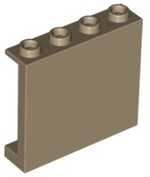 Panel 1 x 4 x 3 [Side Supports / Hollow Studs] in Dark Tan