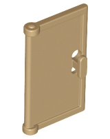 Door 1 x 2 x 3 with Vertical Handle, Round Handle Holes on Back in Dark Tan