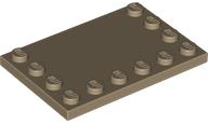 Plate Special 4 x 6, Studs on 3 Edges in Dark Tan