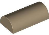 Brick Curved 2 x 4 Double, No Studs, with Groove in Dark Tan