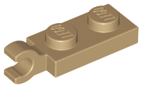 Plate Special 1 x 2 with Clip Horizontal on End in Dark Tan