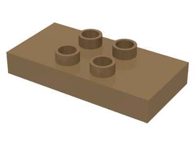 Duplo Plate 2 x 4 x 1/2 with 4 Center Studs [Thick] in Dark Tan