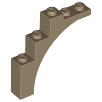 Brick Arch 1 x 5 x 4 [Irregular Bow, Raised Underside Cross Supports] in Dark Tan