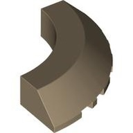 Brick Round Corner 5 x 5 x 1 Slope, Bottom Cut Outs, No Studs, Flat Top in Dark Tan