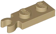 Plate Special 1 x 2 with Clip Vertical on End in Dark Tan