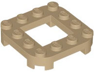 Plate Round Corners 4 x 4 x 2/3 Circle with 2 x 2 Opening in Dark Tan