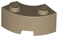 Brick Round Corner 2 x 2 Macaroni with Stud Notch and Reinforced Underside [New Style] in Dark Tan