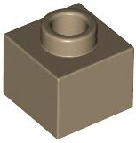 Plate 1 x 1 x 2/3 with Open Stud in Dark Tan