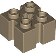 Brick Special 2 x 2 with Grooves and Axle Hole in Dark Tan