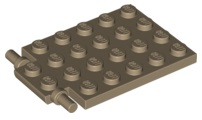Plate Special 4 x 6 with Trap Door Hinge [Long Pins] in Dark Tan