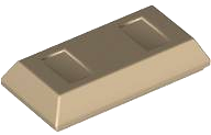 Tile Special 1 x 2 with Sloped Walls AKA Money / Gold Bar [Ingot] in Dark Tan