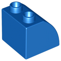 Duplo Brick 2 x 2 x 1 1/2 with Curved Top in Blue