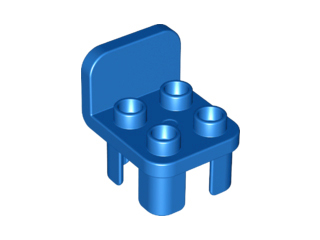 Duplo Chair with 4 Studs and Rounded Back in Blue
