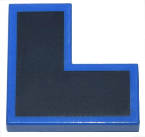Tile 2 x 2 Corner with Black Surface print in Blue