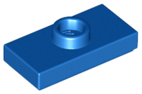 Plate Special 1 x 2 with 1 Stud with Groove and Inside Stud Holder (Jumper) in Blue