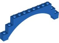 Brick Arch 1 x 12 x 3 Raised Arch with 5 Cross Supports in Blue