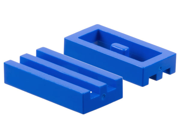 Tile Special 1 x 2 Grille without Bottom Groove in Blue