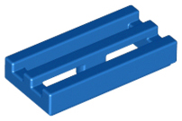 Tile Special 1 x 2 Grille with Bottom Groove in Blue