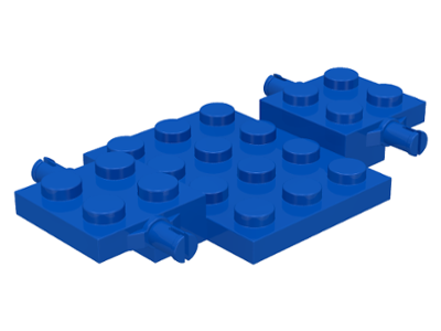 Vehicle Base 4 x 7 x 2/3 with 3 x 4 Recessed, Wheel Pins in Blue