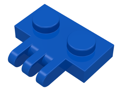 Hinge Plate 1 x 2 with 3 Fingers On Side in Blue