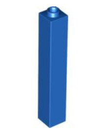 Brick 1 x 1 x 5 with Blocked Open or Hollow Stud in Blue