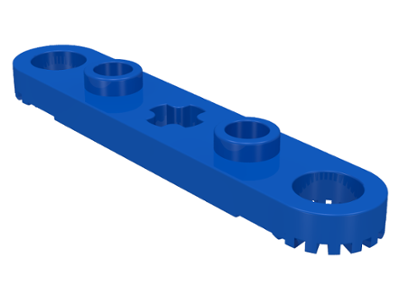 Technic Plate 1 x 5 with Toothed Ends, 2 Studs and Center Axle Hole in Blue