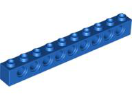 Technic Brick 1 x 10 [9 Pin Holes] in Blue