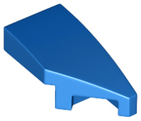 Brick Wedged, Curved 2 x 1 with Stud Notch Right in Blue