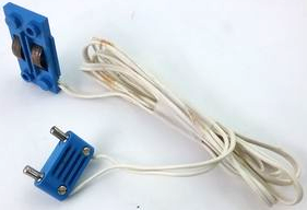 Wire with 2-Prong Connector Rounded Wide Long with Cross-Cut Pins and Train Track Contact Base, 97cm in Blue