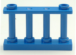 Fence Spindled 1 x 4 x 2 [2 Top Studs] in Blue